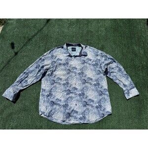 Tommy Bahamas Shirt Men Size 3XL Blue Button Down Outdoors Dress Cotton & Silk